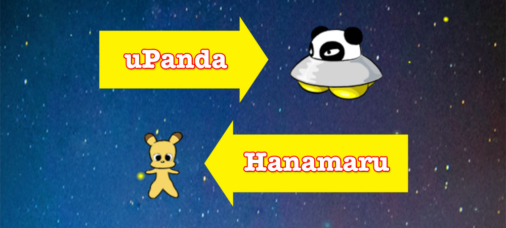 Hanamaru and uPanda in iPhone Game Balloons Occpy