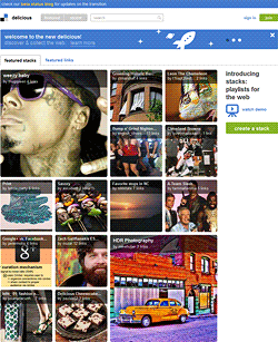 ソーシャルブックマークDelicious、2011年9月29日トップページスクリーンショット