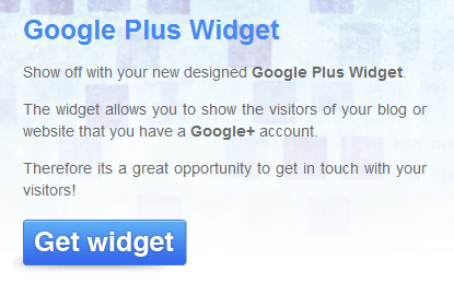 Google Plus Widget：青いGet Widgetボタン